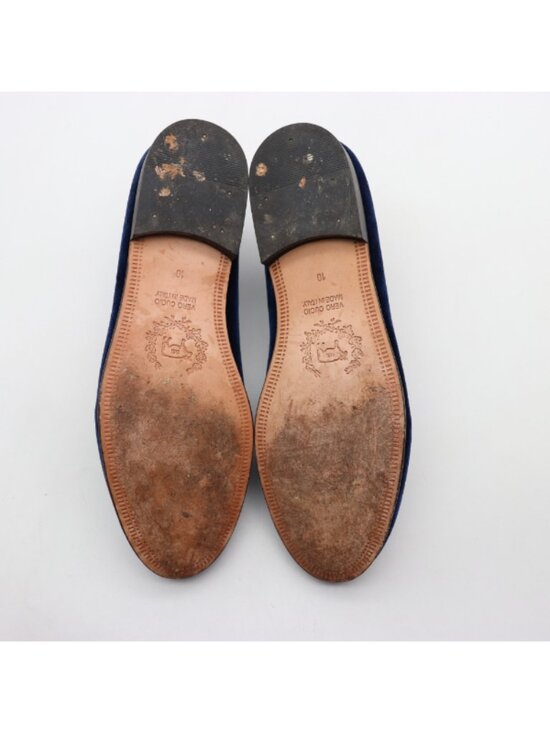 Del Toro Men’s 10 Blue Velvet Slip On Venetian Loafers Elegant Classic Italian main image 5